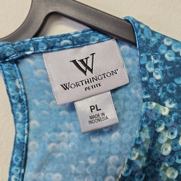 Worthington Petite Disco Snake Top Blue PL - Picture 5 of 7